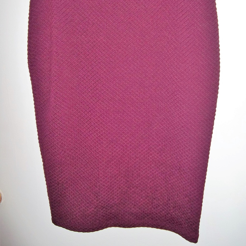 Cute Burgundy Spring Textured Pencil Skirt
